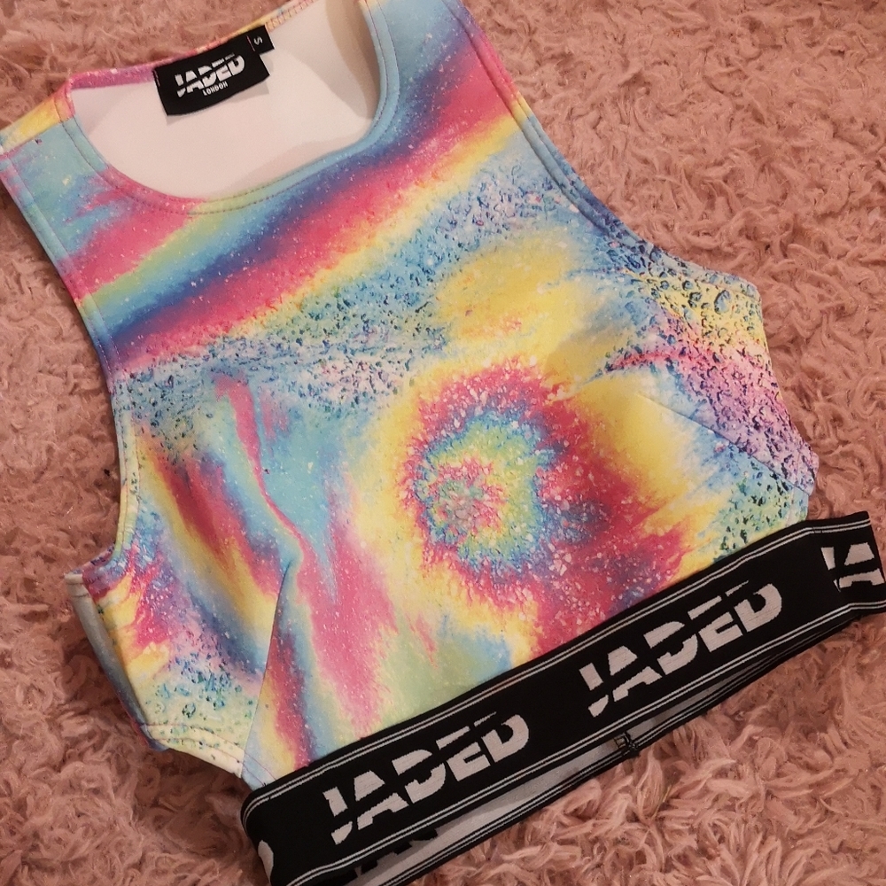 Jaded London Rainbow Open Back Crop Top